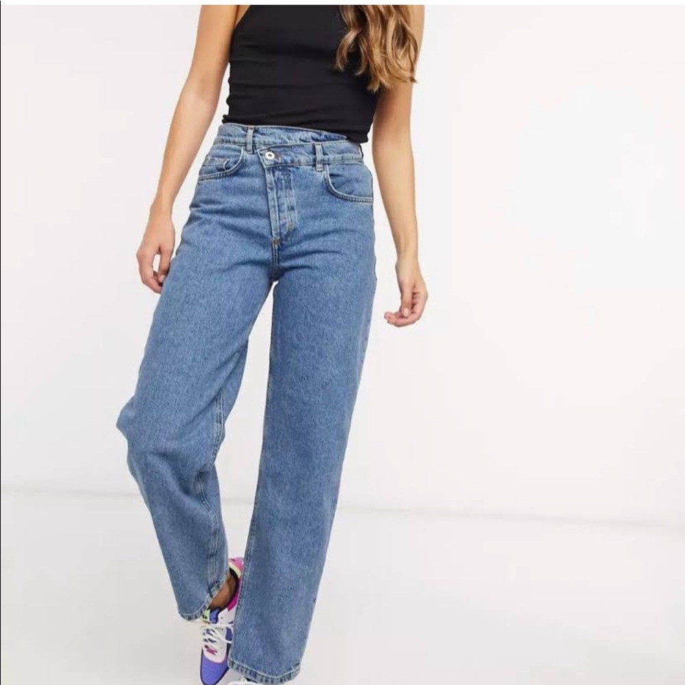 COPY - ASOS collusion x014 dad jeans with stepped waistband in vintage wash.